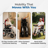 Hero Ecomed E-Winn 304 A | Electric Foldable Wheelchair | Dual Motor | 5-Speed Joystick Control | Motorized Wheelchair for Elderly &amp; Disabled | Capacity 120 kg