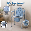 Hero Ecomed ReLive 205 C | Commode Chair | Chrome Plated Frame | Foldable | Height Adjustable | Removable Pot | Commode Chair For Patients & Elderly | Lightweight & Portable