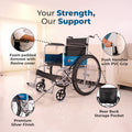 Hero Ecomed Winn 102 S | Manual Wheelchair | Powder Coated Frame | Foldable Backrest | Propelling Ring | Detachable Footrest | Easy Portable Wheelchair For Patients & Elderly | 100 kg Capacity