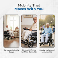 Hero Ecomed - E-Winn 201 I | Electric Foldable Wheelchair | Lithium Battery | Strong MS Frame | 5-Speed Joystick controls | Portable Motorized Wheelchair for Indoor & Outdoor Use | 100 kg Capacity