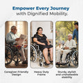 Hero Ecomed Winn 302 H | Heavy Duty Manual Wheelchair | Foldable Aluminium Frame | Anti-Tip | Flip-Up PU Armrest | Self-Propelled Wheelchair for Adults, Elderly & Patients | Capacity 120 kg