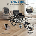 Hero Ecomed - Winn 301 H Manual Wheelchair | Heavy-Duty Foldable Mobility Chair with Antimicrobial & Fire-retardant Upholstery | 120 kg Capacity | Self Use & Attendant Use Wheelchair
