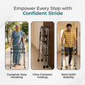 Hero Ecomed - Liberty 101 W | Foldable Walker | Heavy-Duty Double Bar Walking Aid | Anti-Slip Rubber | Mobility Support for Elderly & Injury Recovery | 100 kg Capacity