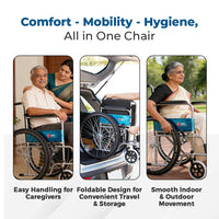 Hero Ecomed Winn 102 S | Manual Wheelchair | Powder Coated Frame | Foldable Backrest | Propelling Ring | Detachable Footrest | Easy Portable Wheelchair For Patients & Elderly | 100 kg Capacity