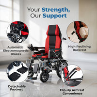 Hero Ecomed E-Winn 304 I Reclining Electric Wheelchair | Foldable Powered Wheelchair with Joystick Control | Oxford and mesh cloth upholstery | Mobility for Elderly & Disabled | 120 kg Capacity