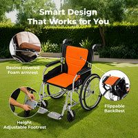 Winn 205 L | Lightweight Aluminium Manual Wheel chair | Foldable Frame | Attendant & Self-Propelled | Mesh Seat | Wheelchair for Adults, Elderly & Patients | Capacity 100 kg