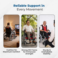 Hero Ecomed E-Winn 202 I | Electric Wheelchair | Strong MS Frame | LFP Lithium Battery | Flippable Armrest | 5-Speed Controller | Electric Wheelchair For Patients & Elderly | 110 kg capacity