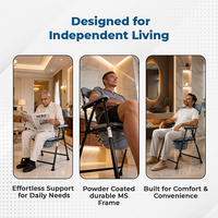 Hero Ecomed ReLive 103 C | Commode Chair | Powder Coated Frame | Foldable | Padded Seat | Height Adjustable | Removable Pot | Commode Chair For Patients & Elderly