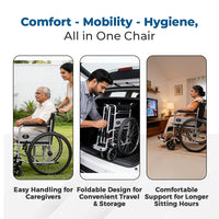 Hero Ecomed Winn 101 S | Manual Wheelchair | Powder Coated Frame | Foldable Backrest | Propelling Ring | Attendant Brake | Easy Portable Wheelchair For Patients & Elderly | 100 kg Capacity