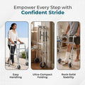 Hero Ecomed - Liberty 204 W | Foldable Walker  | Lightweight Adjustable Aluminum Reciprocal Walking Aid | Anti-Slip Rubber Legs | 100 kg Capacity | Mobility Support for Elderly & Injury Recovery