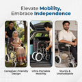 Hero Ecomed - MHL 1004-X Manual Wheelchair | Compact Foldable wheelchair | Antimicrobial Upholstery | Easy Portable Wheel chair for senior citizens & Patients | 100 kg Capacity