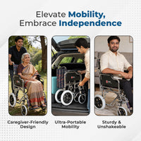 Hero Ecomed - MHL 1004-X Manual Wheelchair | Compact Foldable wheelchair | Antimicrobial Upholstery | Easy Portable Wheel chair for senior citizens & Patients | 100 kg Capacity