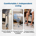Hero Ecomed ReLive 209 C | Commode Chair with Footrest & Wheels | Chrome Plated Frame | Foldable | Padded Seat | Removable Pot | Mobile Commode Chair For Patients & Elderly