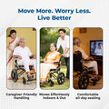 Hero Ecomed Winn 202 L | Lightweight Manual Aluminium Wheelchair | Foldable Frame | Flippable Backrest | Attendant Brake | Easy Portable Wheelchair For Patients & Elderly | 100 kg Capacity