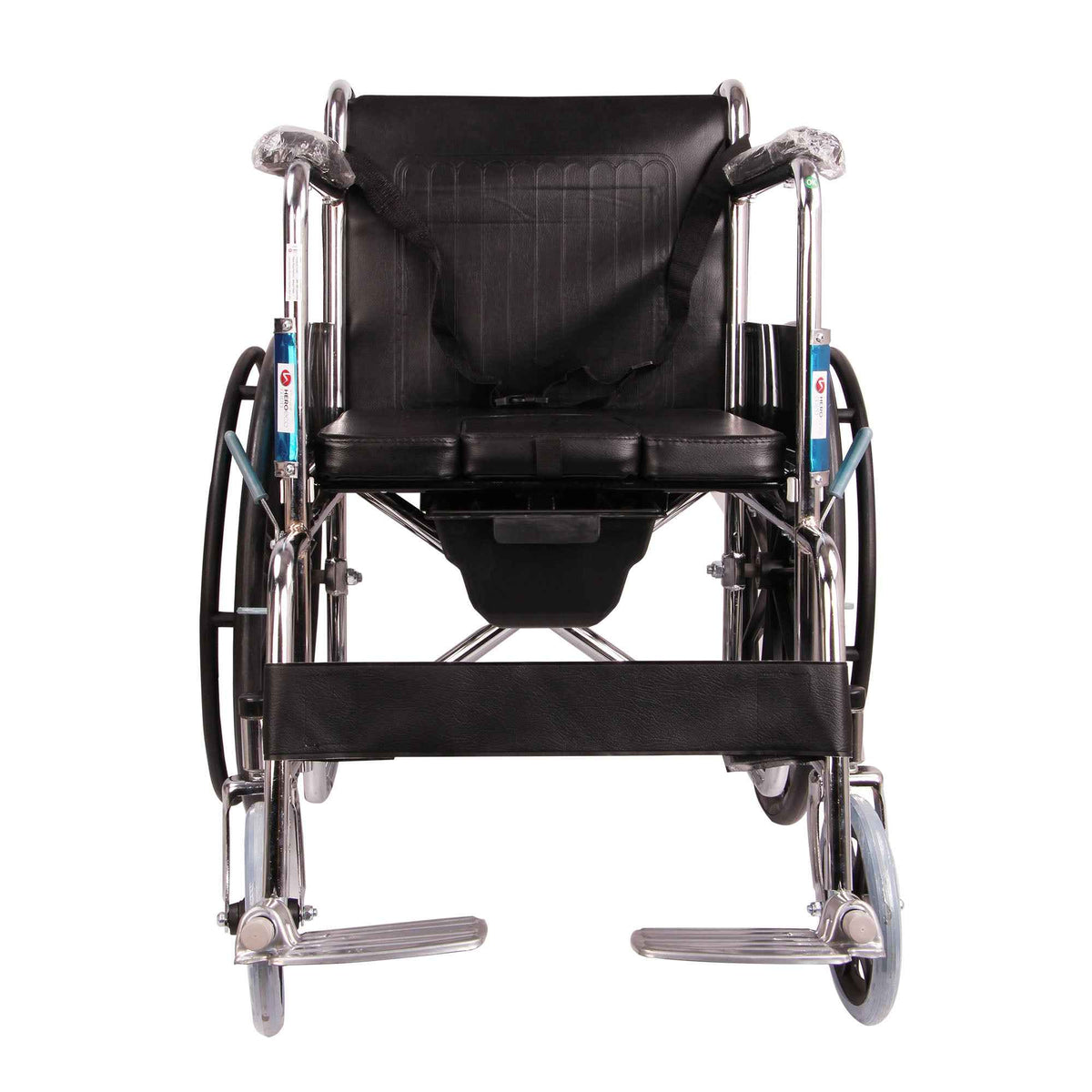 MHL 1002 C-Eva Manual Chrome finish Commode Wheelchair with Mag Wheels and Eva tyres