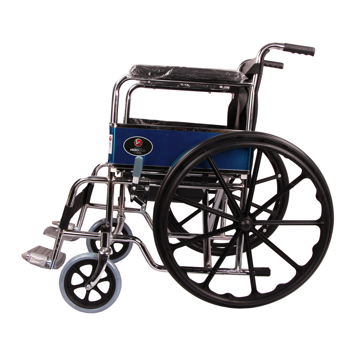 MHL 1002 C-Eva Manual Chrome finish Commode Wheelchair with Mag Wheels and Eva tyres