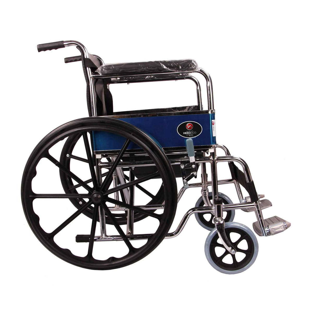 MHL 1002 C-Eva Manual Chrome finish Commode Wheelchair with Mag Wheels and Eva tyres