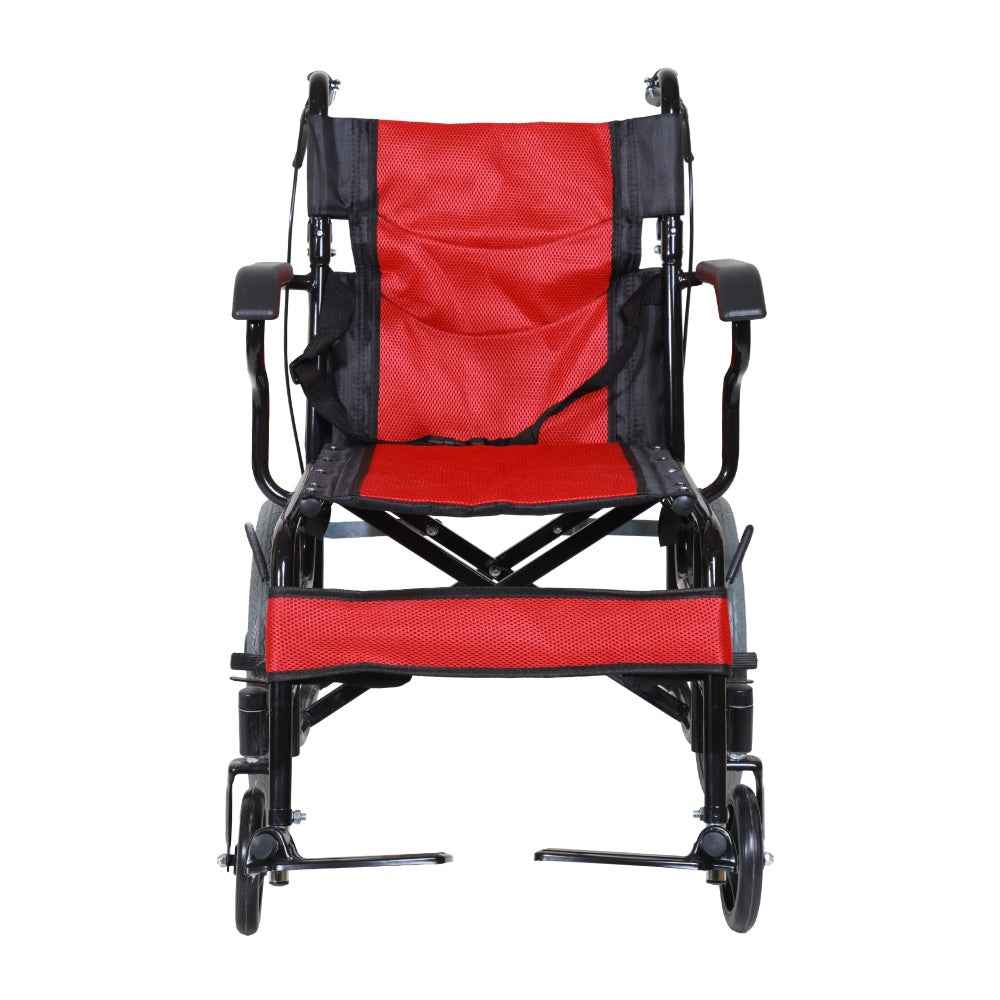 MHL 1004 Z - Lightweight Foldable Manual Wheelchair with attendant brakes and compact-size rear wheels