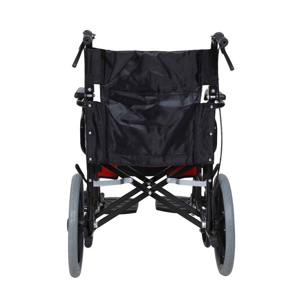 MHL 1004 Z - Lightweight Foldable Manual Wheelchair with attendant brakes and compact-size rear wheels