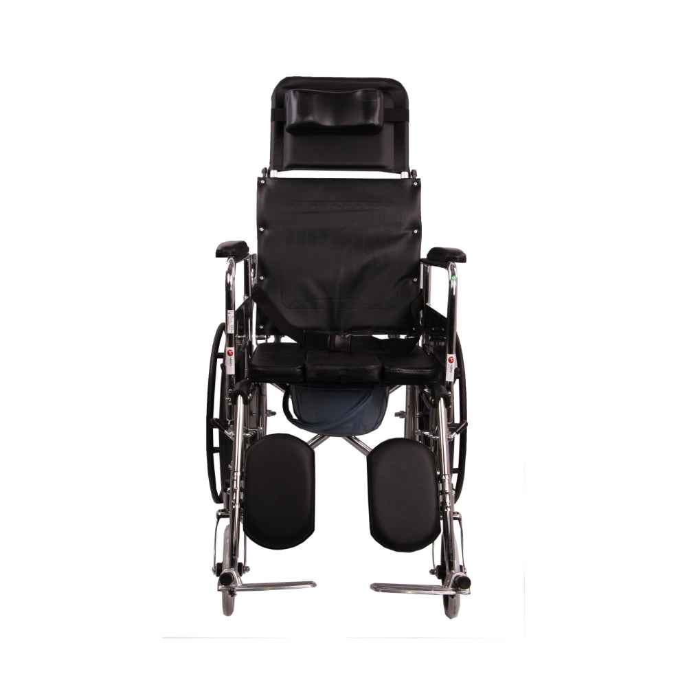 MHL 1006-EVA - Manual Reclining Commode Wheel Chair with Mag wheels and Eva tyres