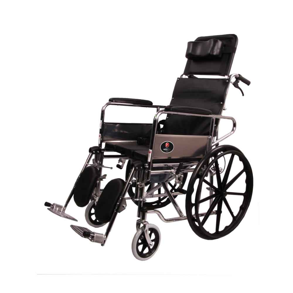 MHL 1006-EVA - Manual Reclining Commode Wheel Chair with Mag wheels and Eva tyres