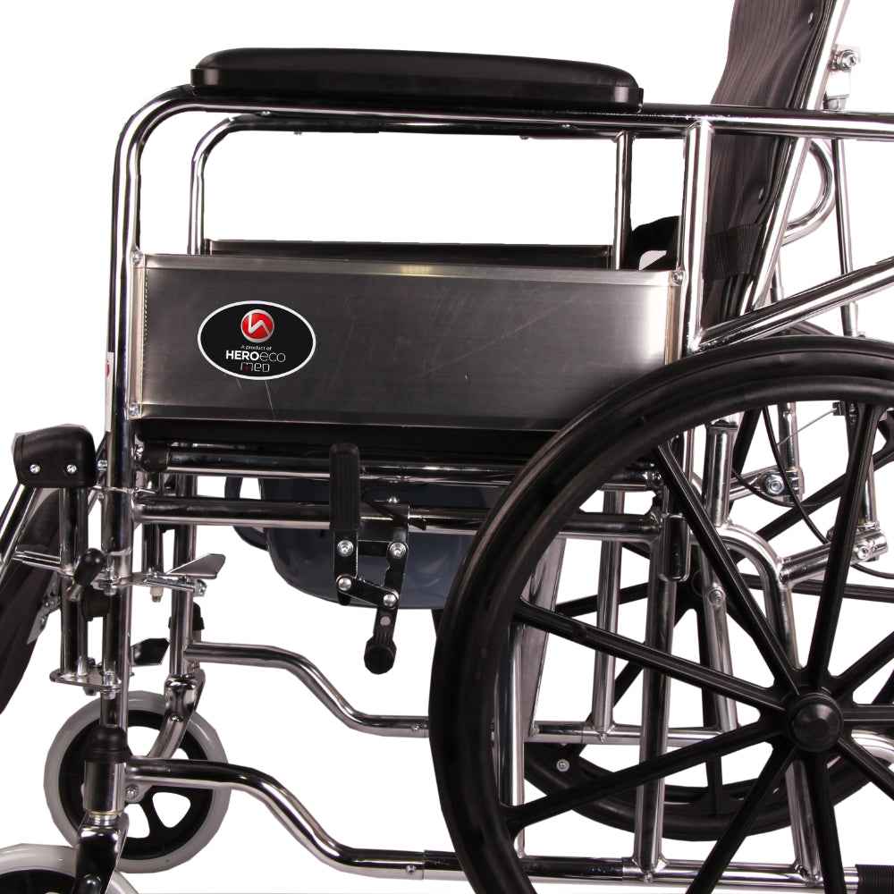 MHL 1006-EVA - Manual Reclining Commode Wheel Chair with Mag wheels and Eva tyres