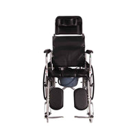 MHL 1006 PU - Manual Reclining Commode Wheel Chair with Mag wheels and PU tyres