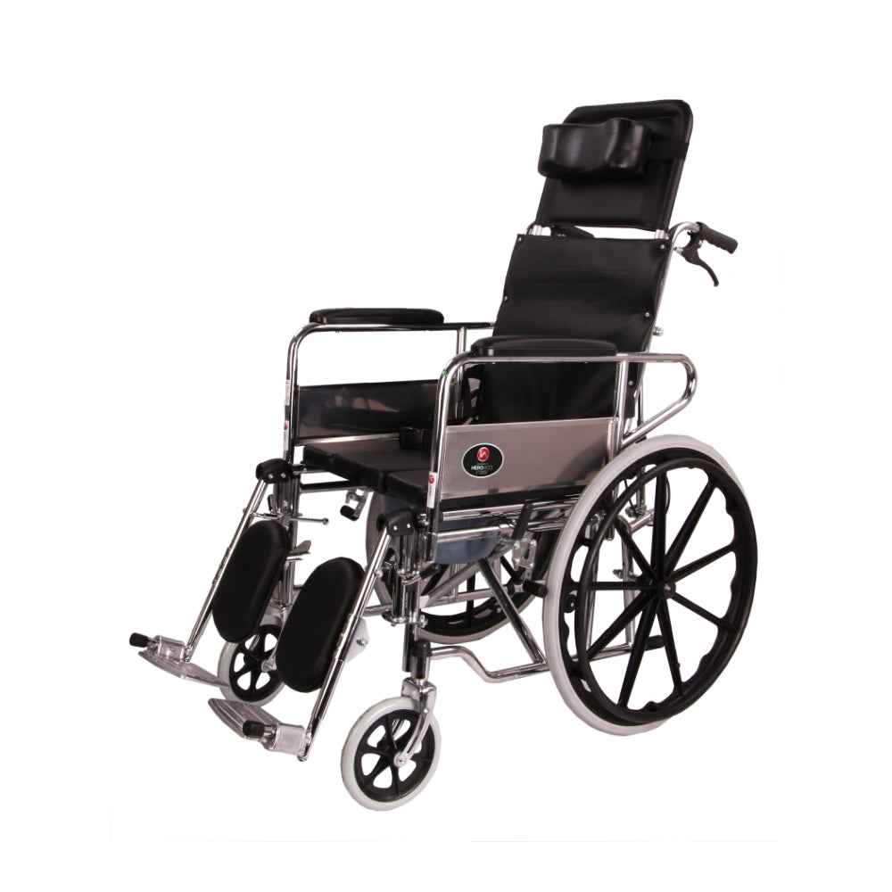 MHL 1006 PU - Manual Reclining Commode Wheel Chair with Mag wheels and PU tyres