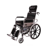 MHL 1006 PU - Manual Reclining Commode Wheel Chair with Mag wheels and PU tyres