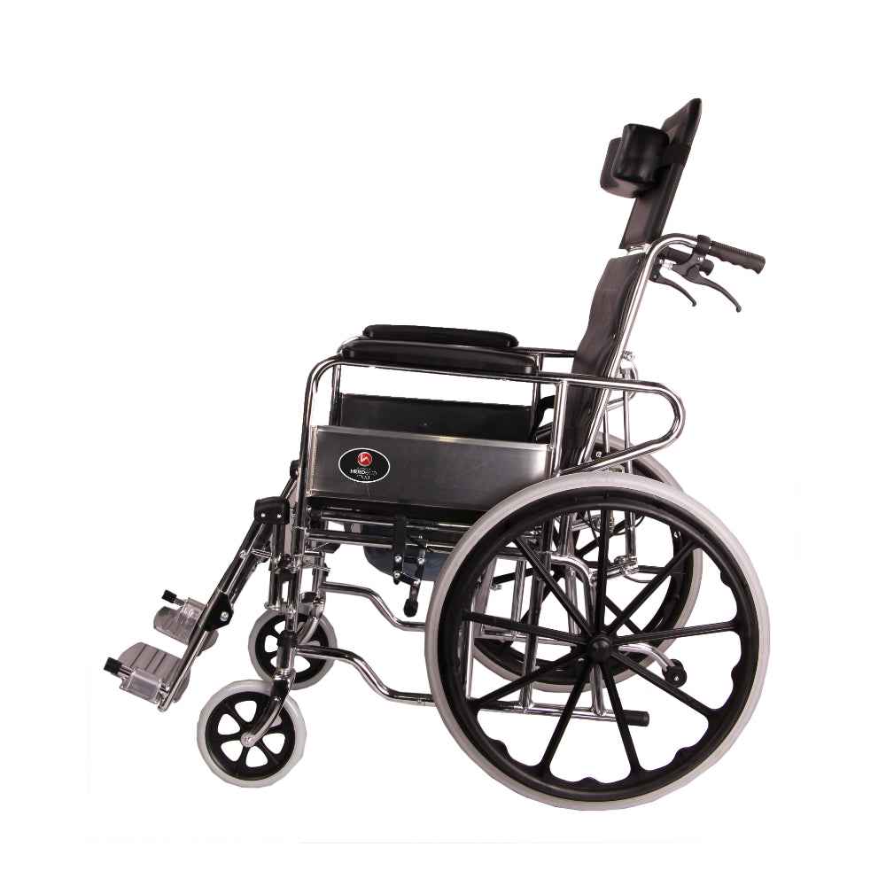 MHL 1006 PU - Manual Reclining Commode Wheel Chair with Mag wheels and PU tyres