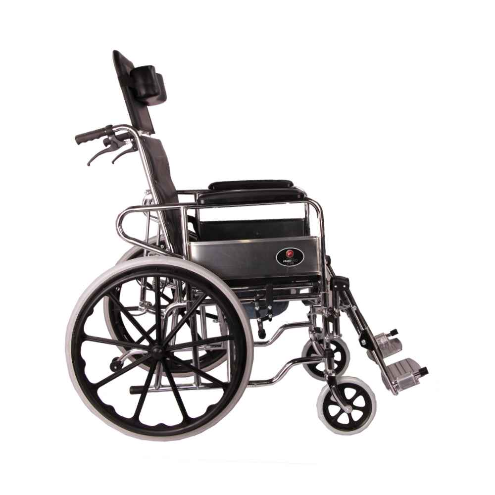MHL 1006 PU - Manual Reclining Commode Wheel Chair with Mag wheels and PU tyres