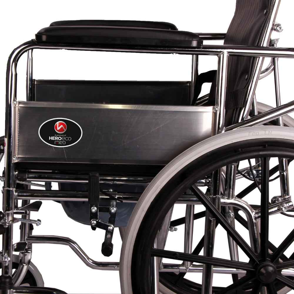 MHL 1006 PU - Manual Reclining Commode Wheel Chair with Mag wheels and PU tyres