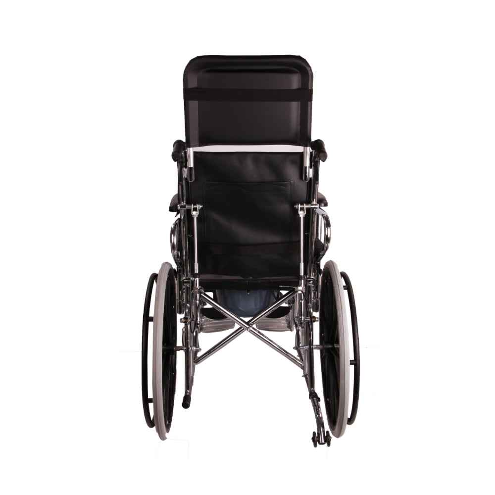 MHL 1006 PU - Manual Reclining Commode Wheel Chair with Mag wheels and PU tyres